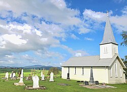 St Paul's church, with Maungatautari in the distance