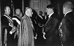 Hitler in 1935 with Cesare Orsenigo, the Catholic Church's nuncio to Germany