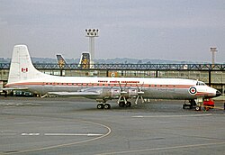 Canadair CC-106 Yukon of the Canadian Armed Forces at London Gatwick Airport in 1968