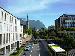 Looking southward at Vaduz city centre