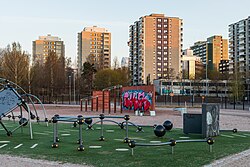 Playground at Käpylä sports park in Pasila, Helsinki, Finland