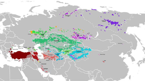 Distribution of Turkic languages in Eurasia