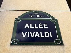 Allée Vivaldi in Paris, named after Antonio Vivaldi
