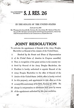 There were multiple unsuccessful attempts to promote Douglas MacArthur to General of the Armies after the Korean War.