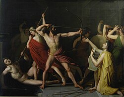 Ulysses and Telemachus kill Penelope's Suitors by Thomas Degeorge (1812)