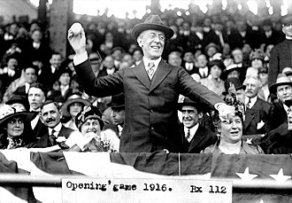 President Woodrow Wilson throws out the ceremonial first pitch on Opening Day in 1916