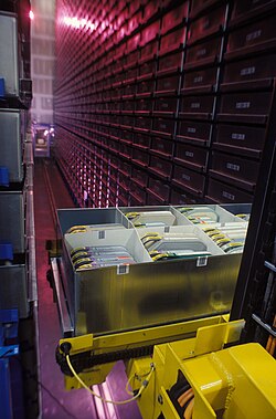 An automated storage and retrieval system used by both the U.S. military at March Air Reserve Base in Riverside County, California, in December 1995