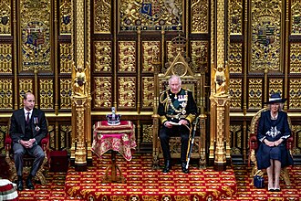 As Counsellors of State, Charles, Prince of Wales, and Prince William, Duke of Cambridge, opened Parliament in May 2022 on behalf of Queen Elizabeth II.