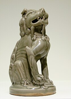 Celadon statue of an imperial guardian lion of the Chinese Song dynasty, 11th or 12th century