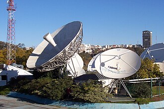 Satellite transmitters from Televisión Pública in Buenos Aires.