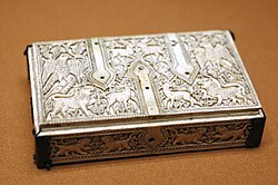 A flat casket carved out of ivory from Al-Andalus (Islamic Spain), c. 1050