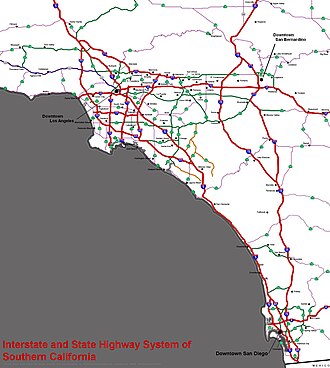 Interstate and state highway system of Southern California