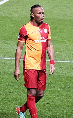 Drogba playing in the UEFA Champions League last 16 for Galatasaray in March 2014