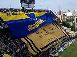 Boca Juniors' supporters displaying their flags at La Bombonera (north side), 2009