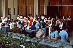 Convention crowd outside of Golden Hall in 1982