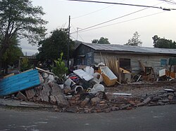 Structural damage caused by the earthquake.