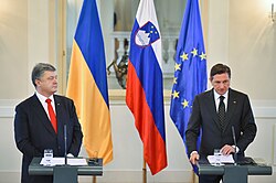 With the president of Slovenia Borut Pahor in Ljubljana, 8 November 2016