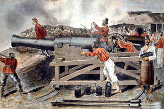 Paraguayan artillery piece made in Asunción on the advanced Whitworth pattern here directed by Lt. Col. George Thompson one of 200 British technicians in Paraguay.