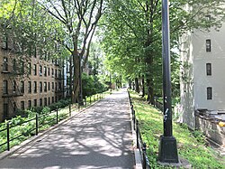 The trail running atop the embankment
