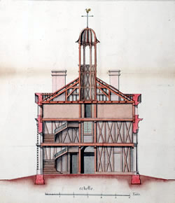 A 1733 elevation of the first building
