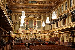 The Golden Hall of the Wiener Musikverein, traditional site of the Vienna New Year's Concert.