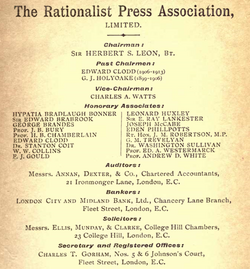 Rationalist Press Association members for 1917 published in The R.P.A. Annual for the Year 1917