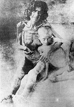 A starving woman and child during the Great Famine of Mount Lebanon. Ottoman Empire, 1915-1918