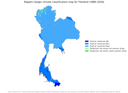 Thailand map of Köppen climate classification