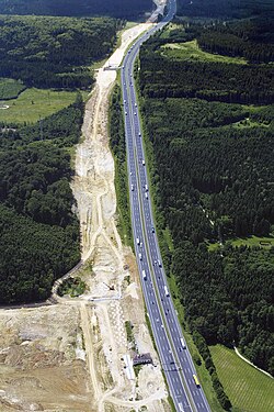 A German high-speed line being built along a highway