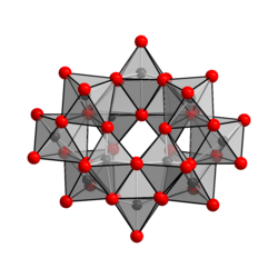 Structure of paratungstate [W12O42]12−. Ammonium paratungstate has been described as "the most important raw material for all other tungsten products."[24]