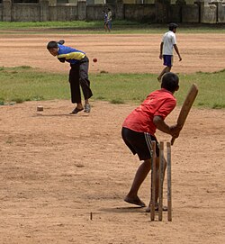 Cricket being played in South Asia, where it has become popular. Several sports developed in Britain or in the former empire continue to be viewed and played.