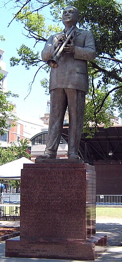 Bronze statue of Handy in Handy Park, Beale Street, Memphis, Tennessee