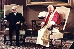 John Paul II with Sandro Pertini, President of Italy, in 1984