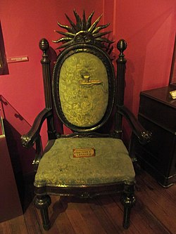 The chair of general Juan Antonio Lavalleja, with a carved sun that has been pointed out as an influence in the design of the one on the Uruguayan flag.