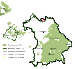 A map of Bavaria in the 19th century