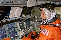 An astronaut going through pilot training exercise.