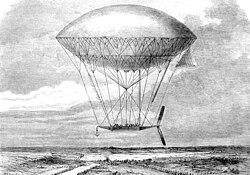 The navigable balloon developed by Henri Dupuy de Lôme in 1872