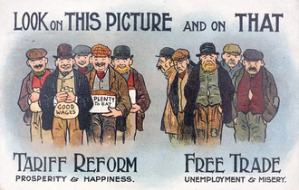 Anti-free trade postcard from 1910