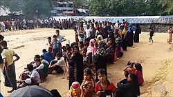 Rohingya refugees in refugee camp in Bangladesh, 2017