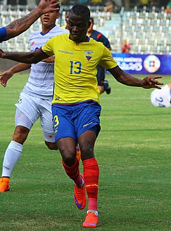 Valencia playing for the Ecuador national team in 2015