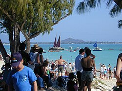 Hokulea and outrigger canoes at Kailua, 2005