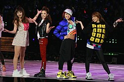 2NE1 performing "I Don't Care" at the 2009 Mnet Asian Music Awards