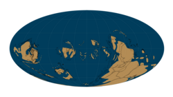 Paleogeographic map of the Earth in the middle Ordovician, 470 million years ago[citation needed]