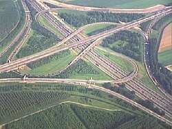 The Vaanplein [nl] junction in Barendrecht, Netherlands was a windmill before it was renovated in 1997.NL-ZH 51°51′55″N 4°30′55″E﻿ / ﻿51.8654°N 4.5154°E