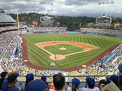 Dodger Stadium, home of the Los Angeles Dodgers of Major League Baseball