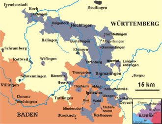 Map of the Prussian Province of Hohenzollern after 1850