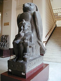 Ramesses II as a child embraced by Hauron (Egyptian Museum, Cairo)