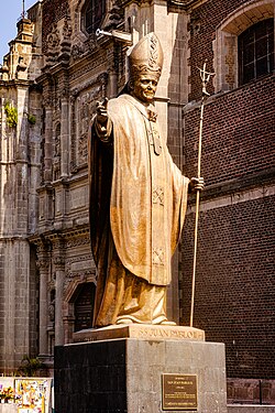Statue of John Paul II outside the Basilica of Our Lady of Guadalupe, Tepeyac, Mexico City