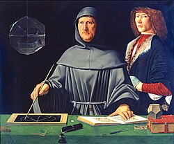 Portrait of Luca Pacioli, father of accounting, painted by Jacopo de' Barbari,[f] 1495 (Museo di Capodimonte)