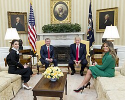 U.S. President Donald Trump and First Lady Melania Trump with King Abdullah II and Queen Rania of Jordan at the White House, 2017